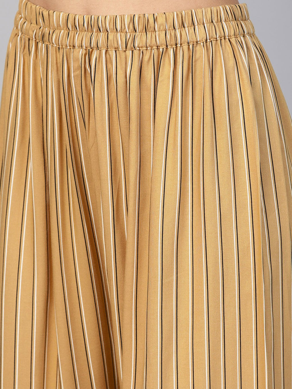 Jompers Women Beige & Black Striped Straight Palazzos