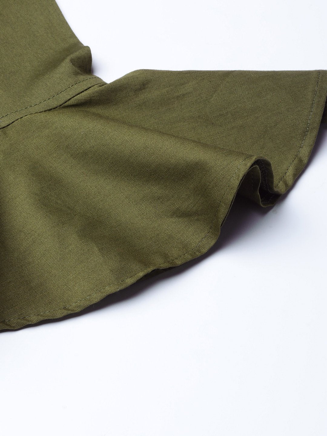 Jompers Women Olive Green Smart Fit Solid Bottom Flared Trousers