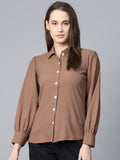 Jompers Women Brown Regular Fit Crinkled Effect Casual Shirt