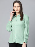 Jompers Women Green Regular Fit Crinkled Effect Casual Shirt