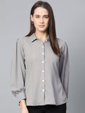 Jompers Women Grey Regular Fit Crinkled Effect Casual Shirt