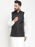 Jompers Men Black Solid Nehru Jacket