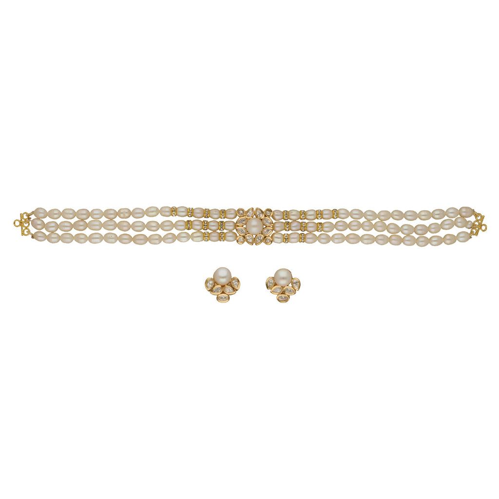J Pearls Jasmine 3 Lines Pearl Choker Set