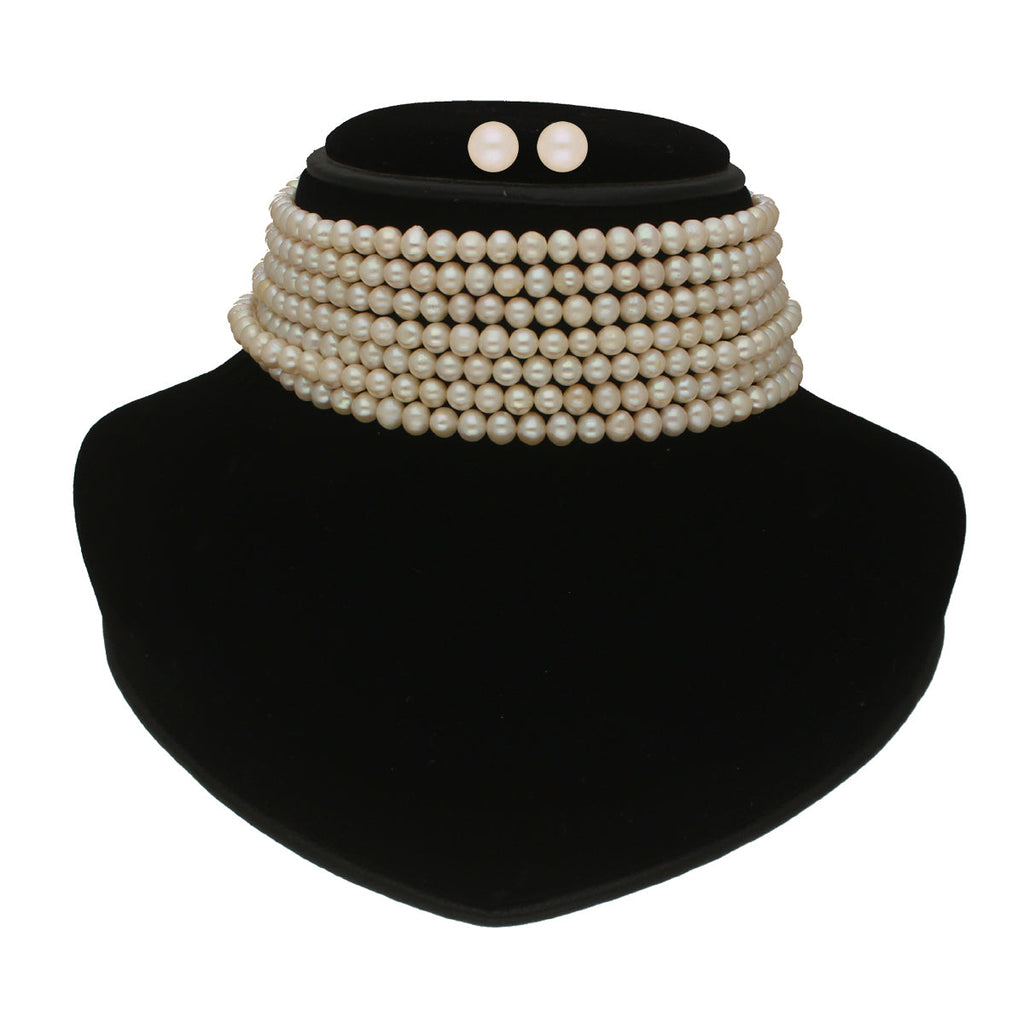 J Pearls Qiyara 7 Lines Baroque Pearl Choker Set