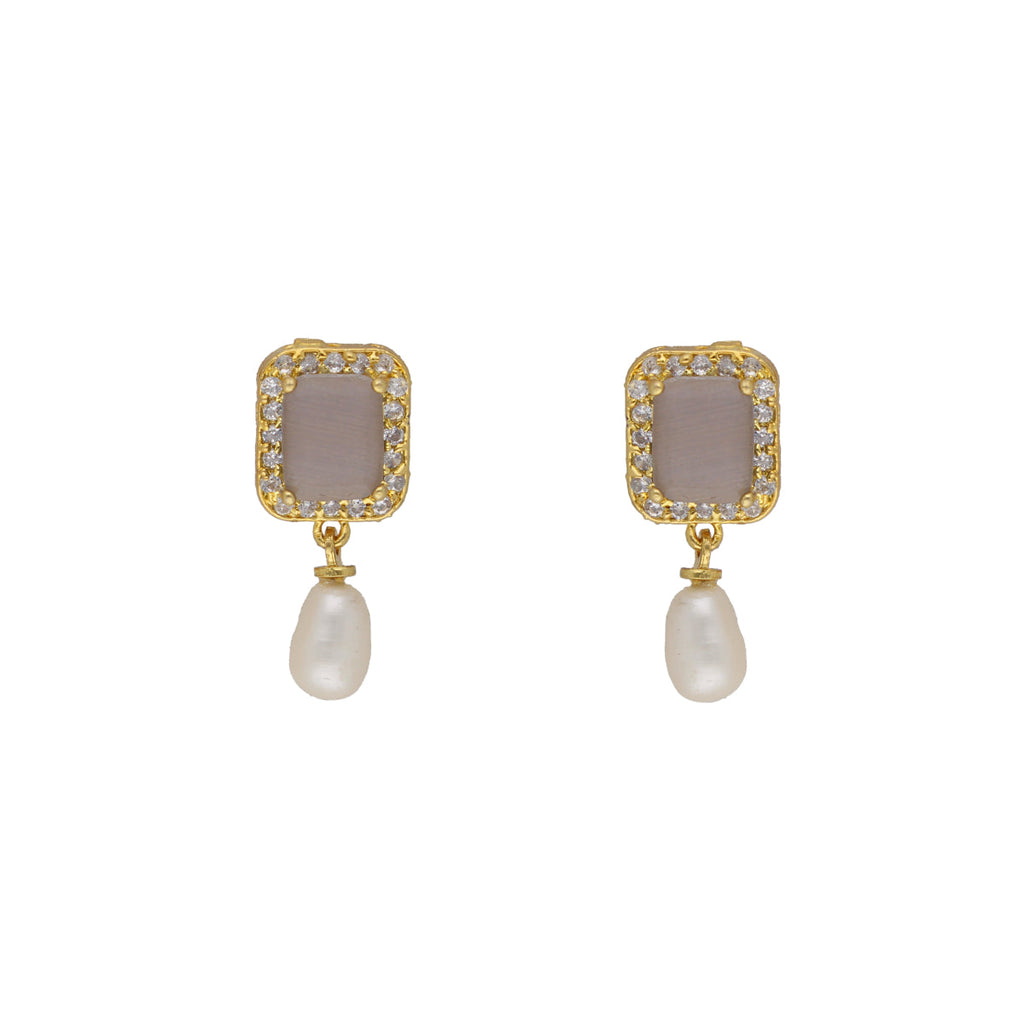 J Pearls Abarna 1 Line Square Pearl Set - Real Pearl Jewelry