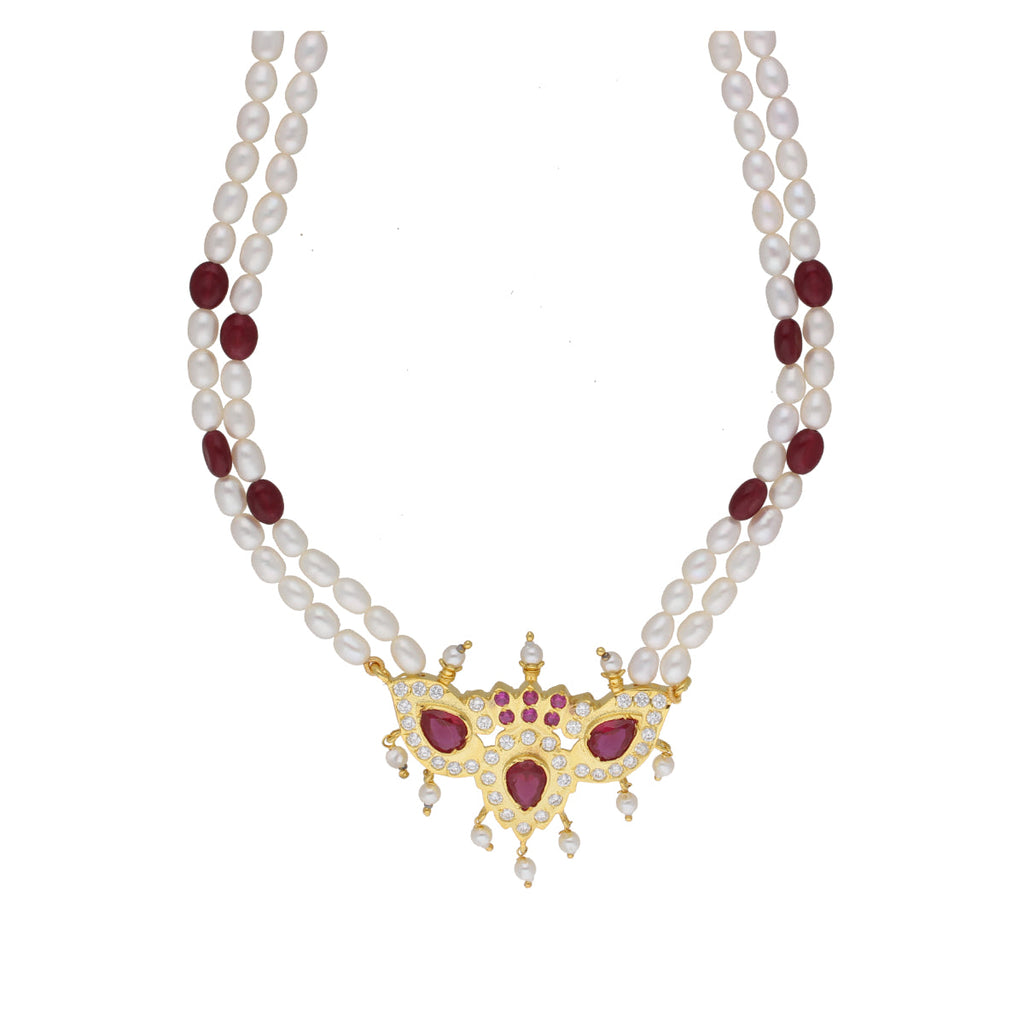 J Pearls Abharika 2 Lines Oval Pearl Necklaces - Real Pearl Jewelry
