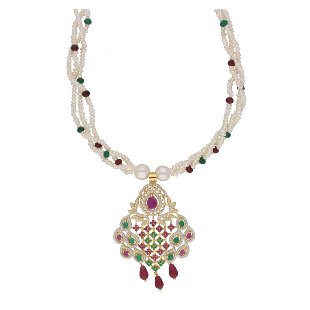 J Pearls Gamini 3 Lines Seed Pearl Necklaces - Real Pearl Jewelry
