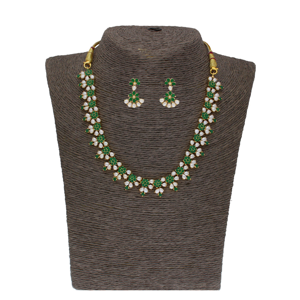 J Pearls Lopa 1 Line Oval Necklace Set - Real Pearl Jewelry