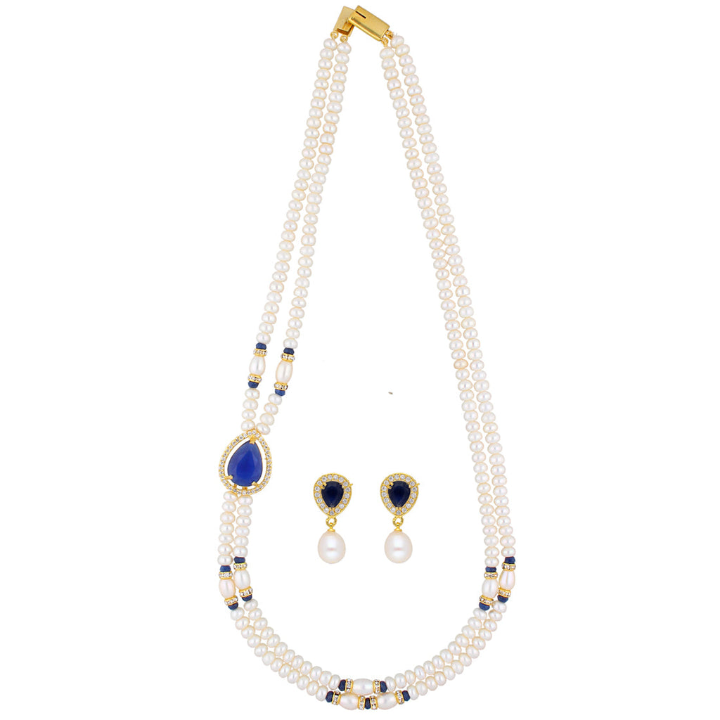 J Pearls Striking 2 String Necklace Set - Real Pearl Jewelry