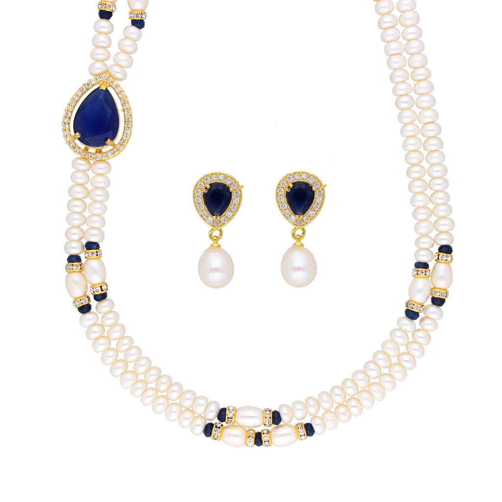 J Pearls Striking 2 String Necklace Set - Real Pearl Jewelry
