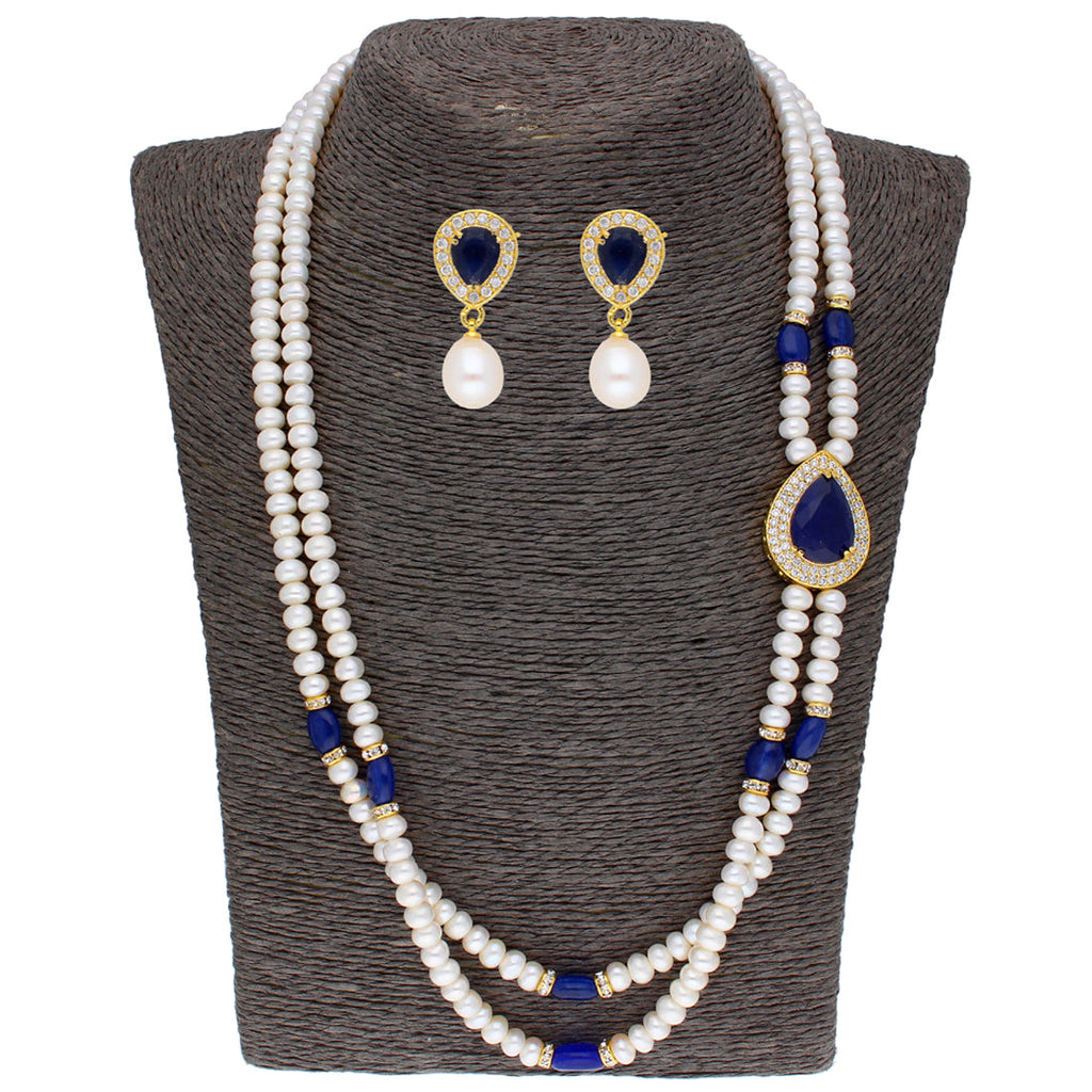 J Pearls Striking 2 String Necklace Set - Real Pearl Jewelry