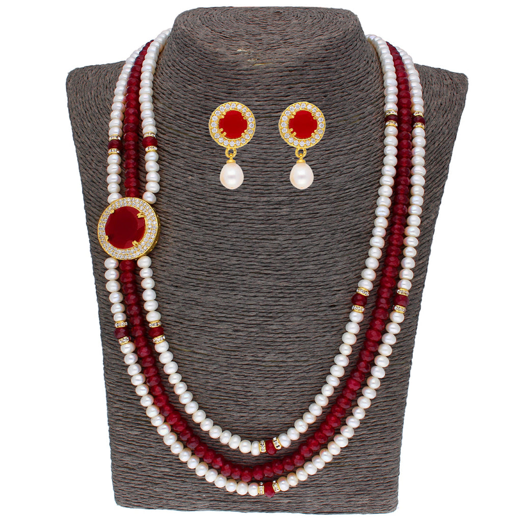 J Pearls Notable 3 String Necklace Set - Real Pearl Jewelry