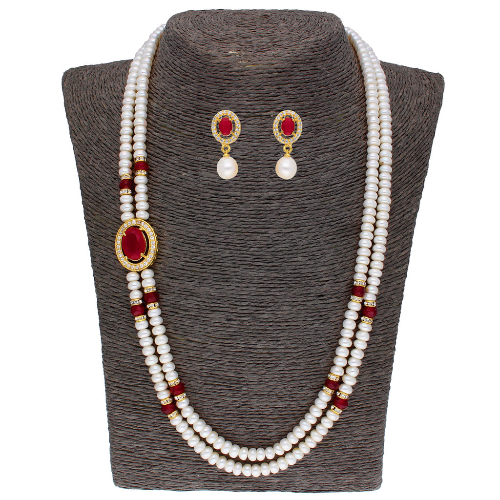 J Pearls Prominent 2 String Necklace Set - Real Pearl Jewelry