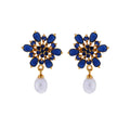 J Pearls Semi Precious Blue Stone Drop Earrings - Real Pearl Jewelry