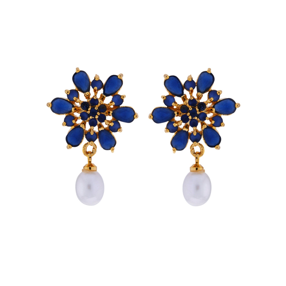 J Pearls Semi Precious Blue Stone Drop Earrings - Real Pearl Jewelry