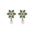 J Pearls Green Designer Earrings - Real Pearl Jewelry