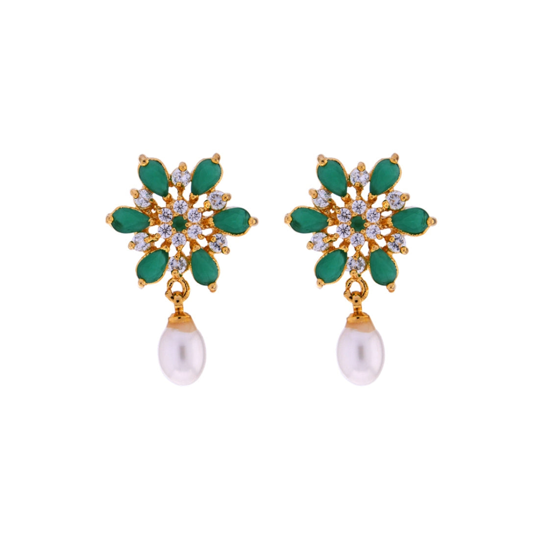 J Pearls Green Designer Earrings - Real Pearl Jewelry
