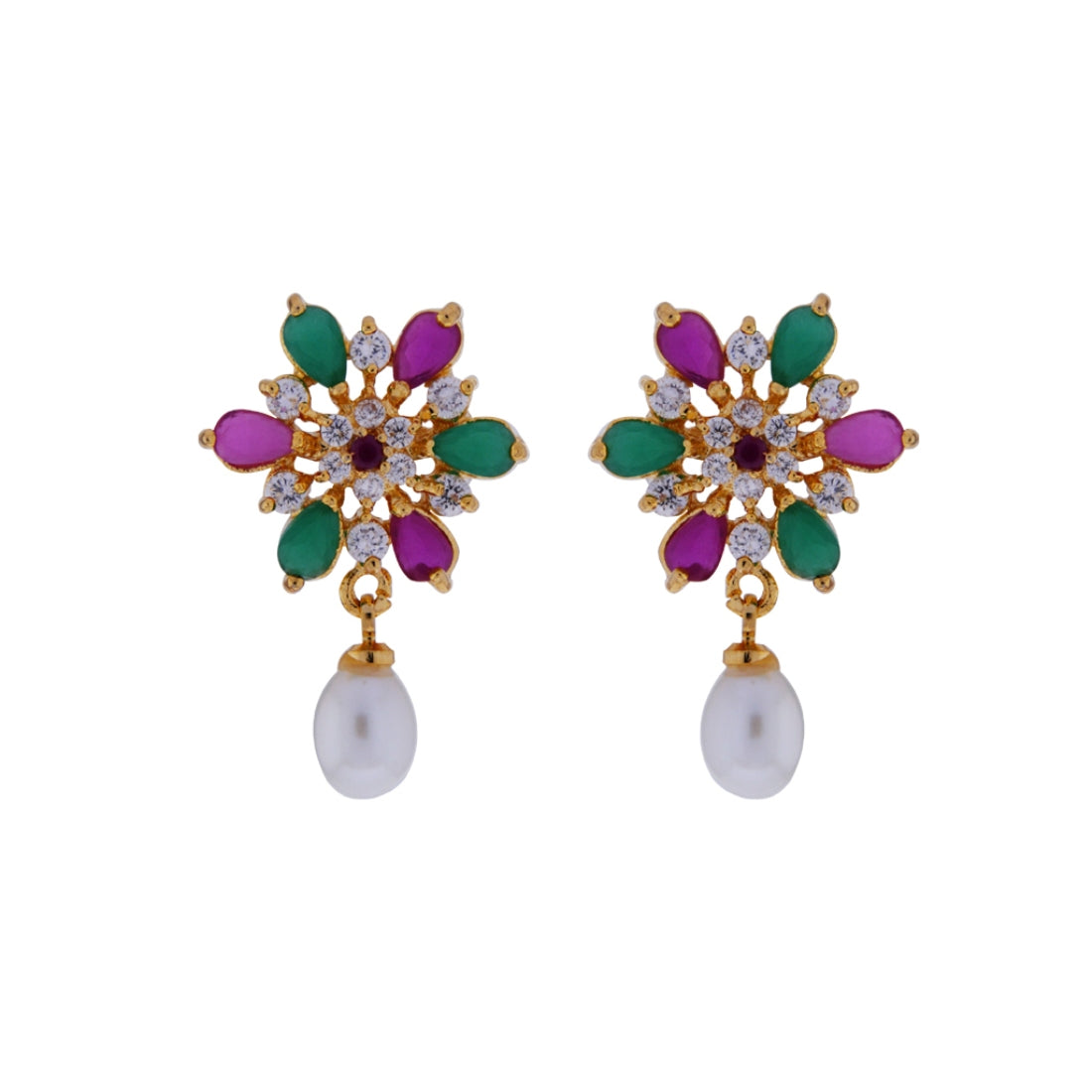 J Pearls Colorful Sitara Drop Earrings - Real Pearl Jewelry