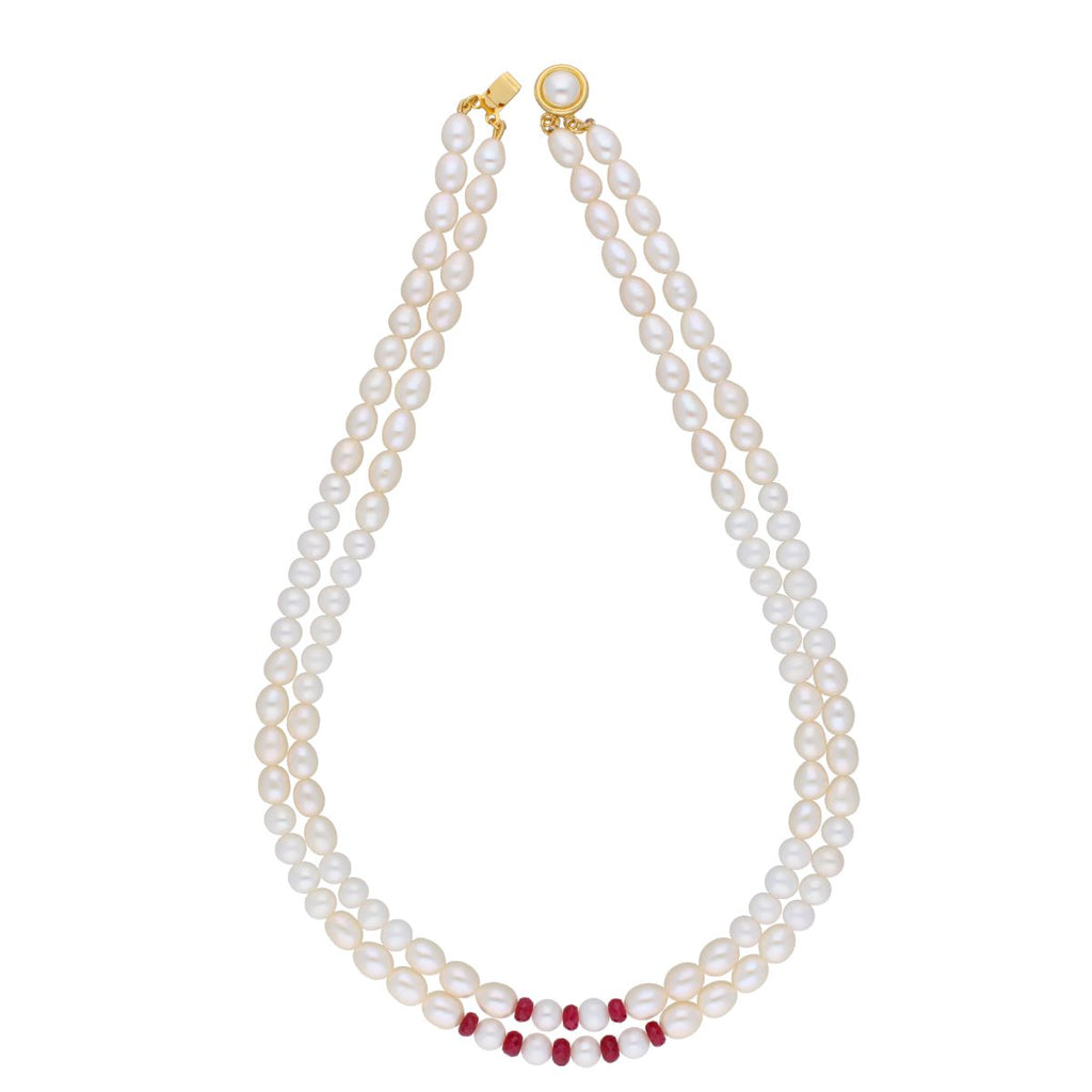 J Pearls 2 Line 5-6Mm Oval Pearl Set - Real Pearl Jewelry
