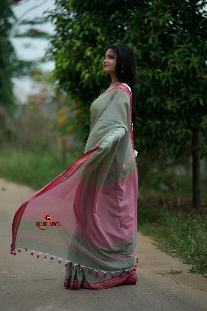 khanduapata Grey and Blush Colour Cotton Saree For Women