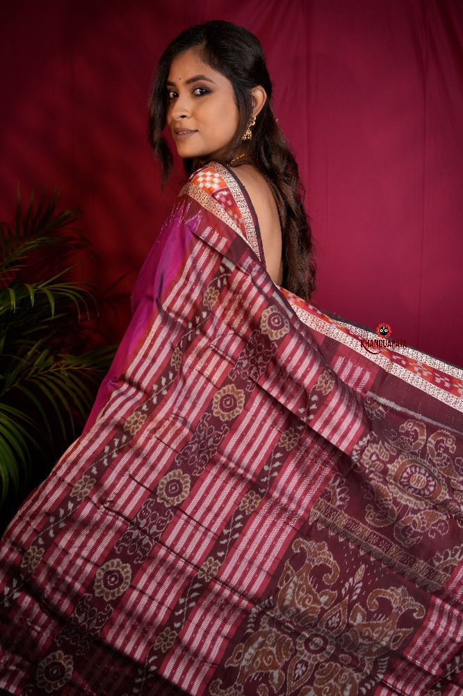 khanduapata Magenta Colour Dot Design Silk Saree For Women