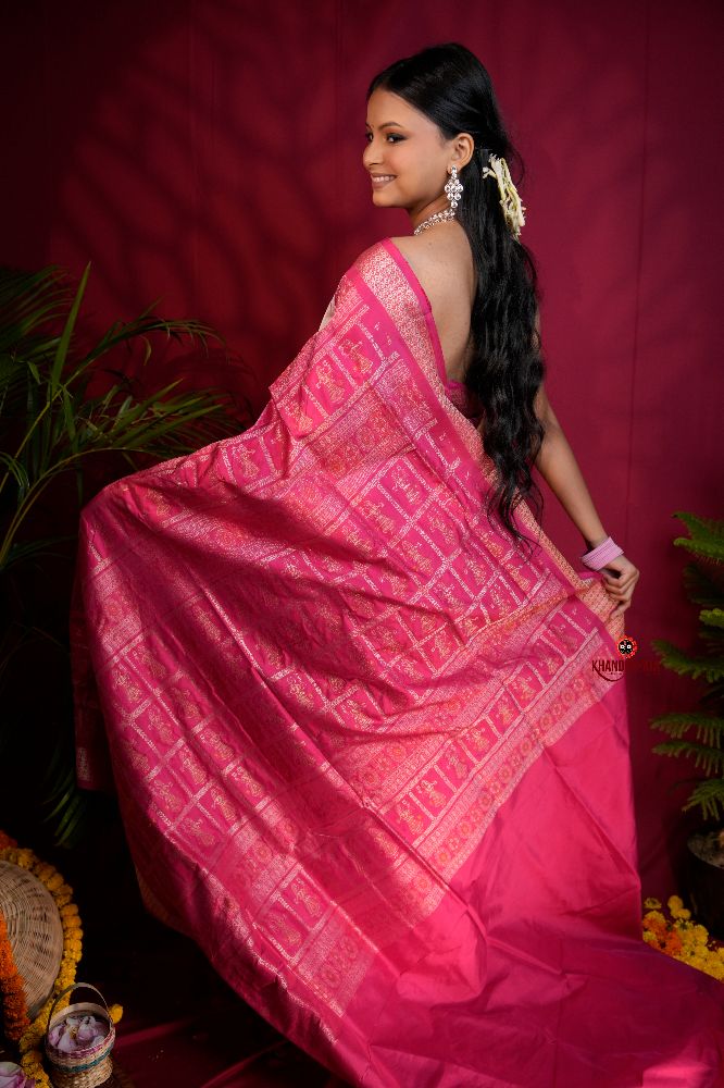 khanduapata Pink Colour Dot Design Silk Saree For Women