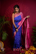 khanduapata Red & Blue Colour Geometric Design Silk Saree For Women