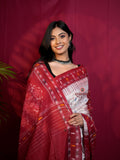 khanduapata Red & White Colour Fish Design Cotton Saree For Women