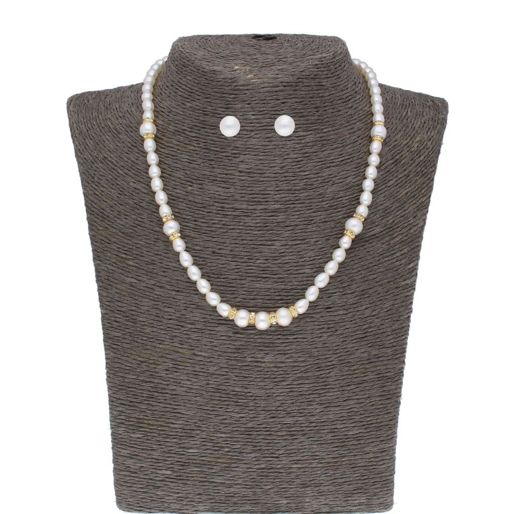 J Pearls Yashvi 1 Line Pearl Set - Real Pearl Jewelry