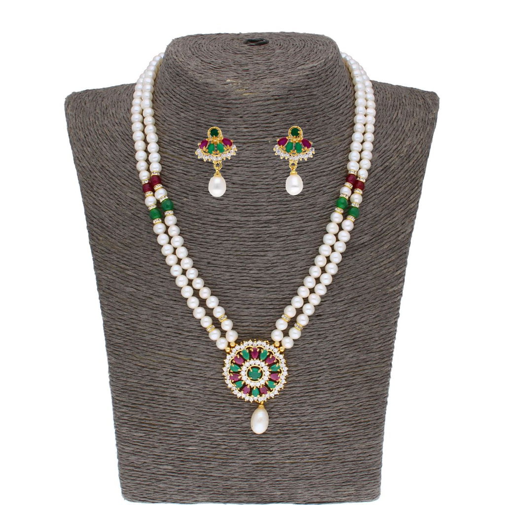 J Pearls Abeedha Pearl Set - Real Pearl Jewelry