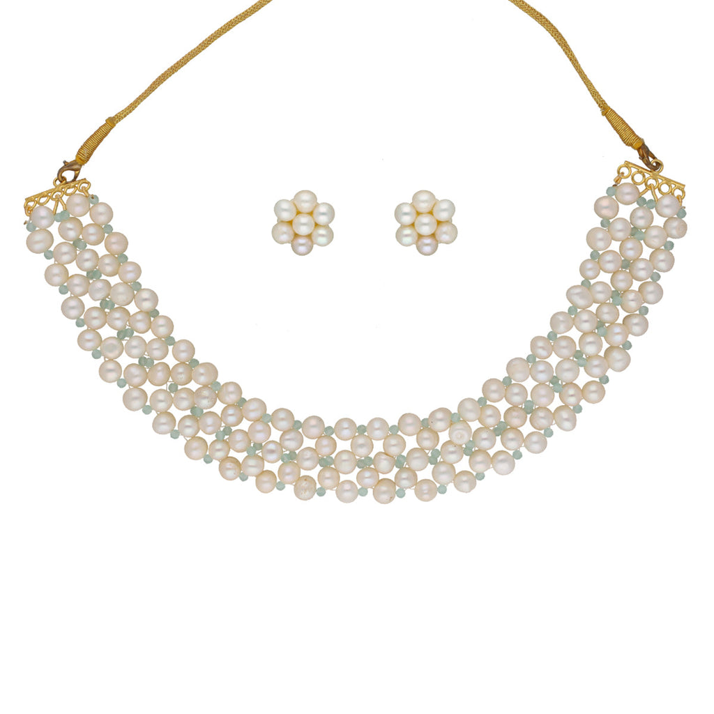 J Pearls Navishka 1 Line Pearl Choker - Real Pearl Jewelry