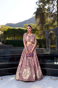 Evanik Women Tussar Silk With Floral Print Lehenga Blouse With Koti - onionpink