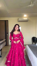 Evanik Ranipink Faux Georgette With Embroidered Sequence Work Anarkali Suit