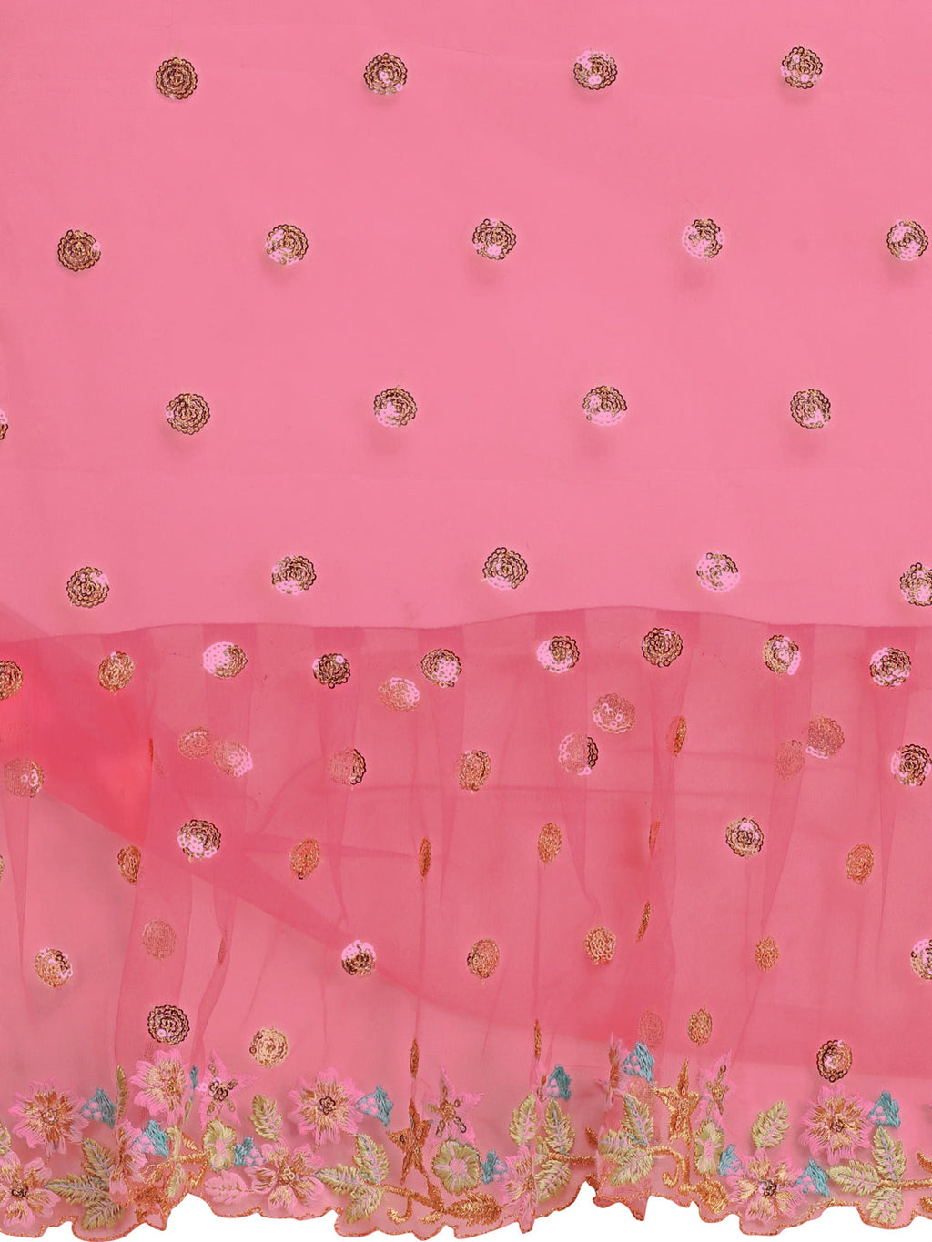 Lorenvalley Fashion Pink Butterfly Net Ruffle Saree with Fancy Sequence work & Blouse