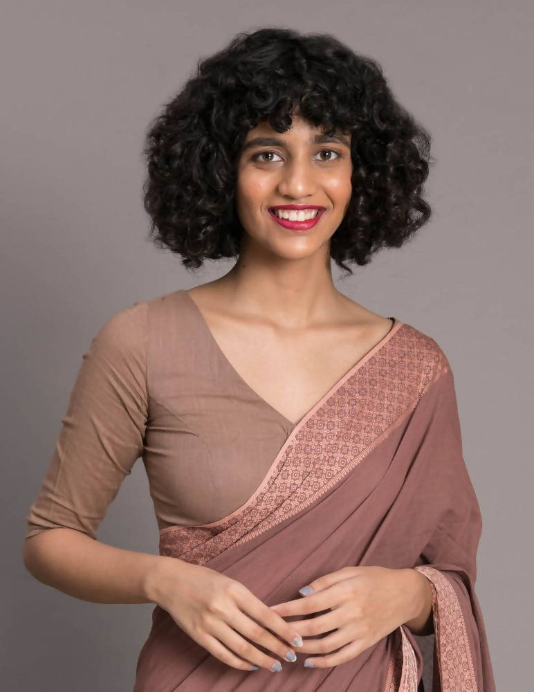 Suta Brown Handloom Pure Cotton Saree