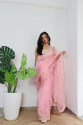 Vamsee Meera Peach Organza Saree