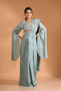Morchari Co Ord Set With Dupatta Hand Embroidery - Blue