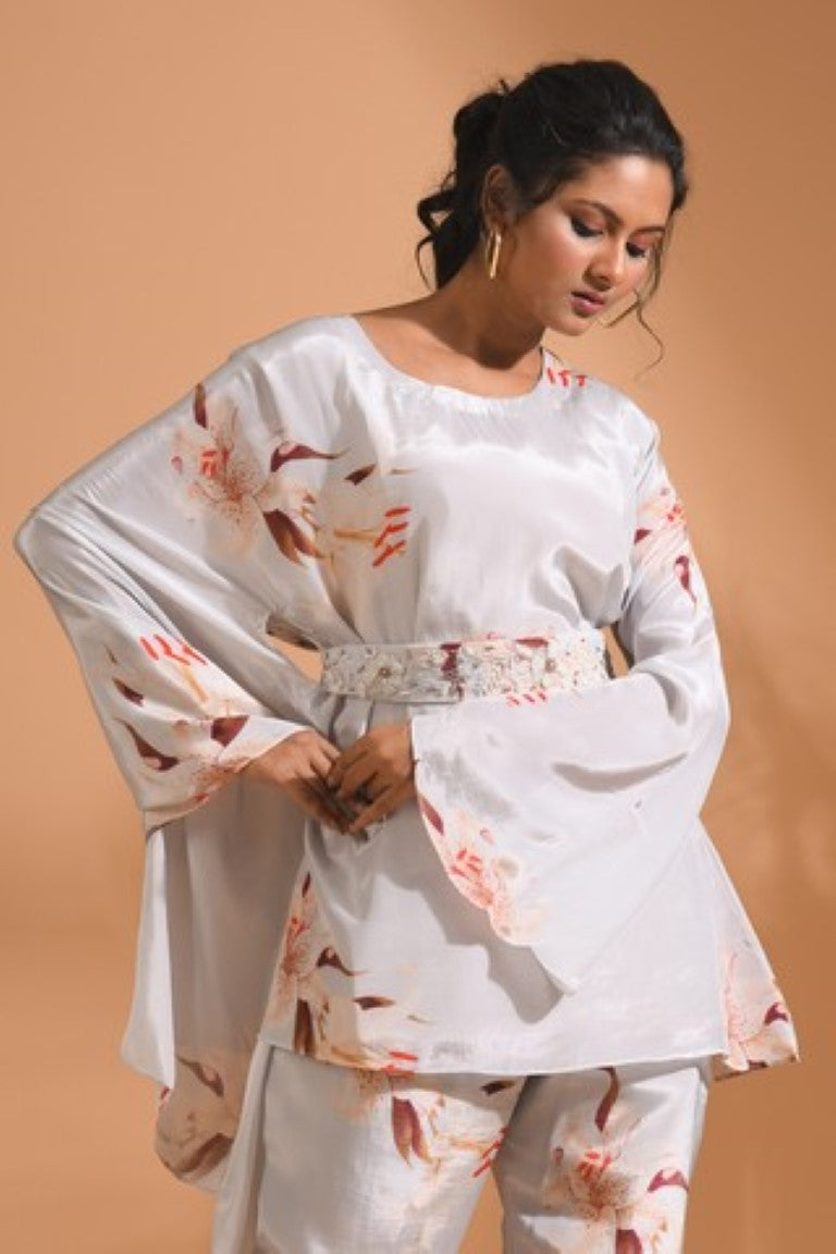Morchari Kaftan Set With Hand Embroidery - Multicolour
