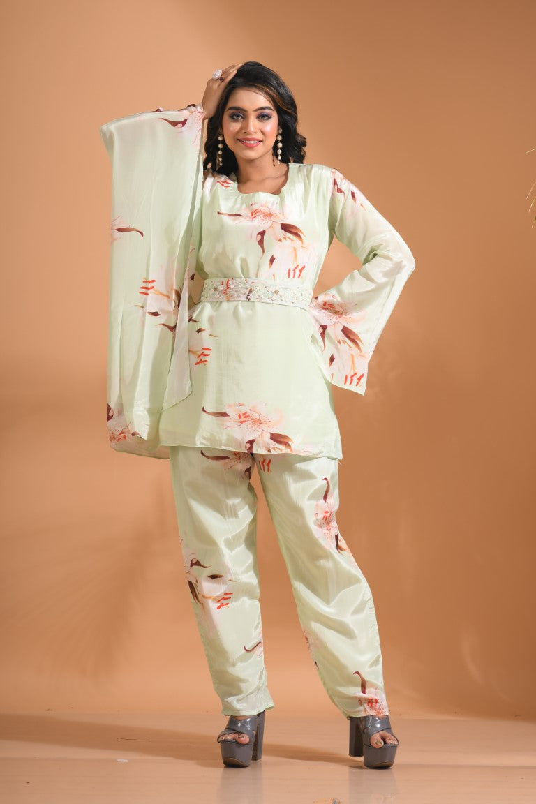 Morchari Kaftan Set With Hand Embroidery - Multicolour