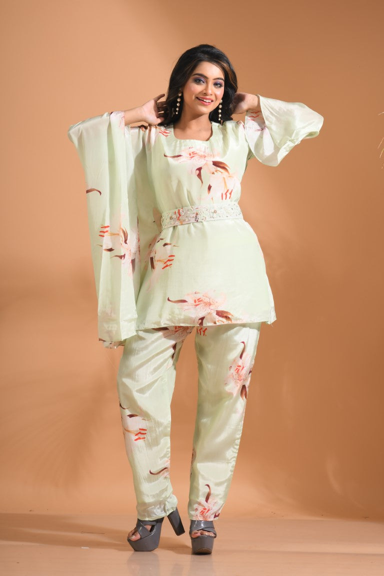 Morchari Kaftan Set With Hand Embroidery - Multicolour