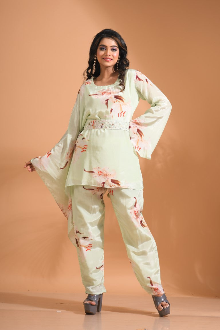Morchari Kaftan Set With Hand Embroidery - Multicolour