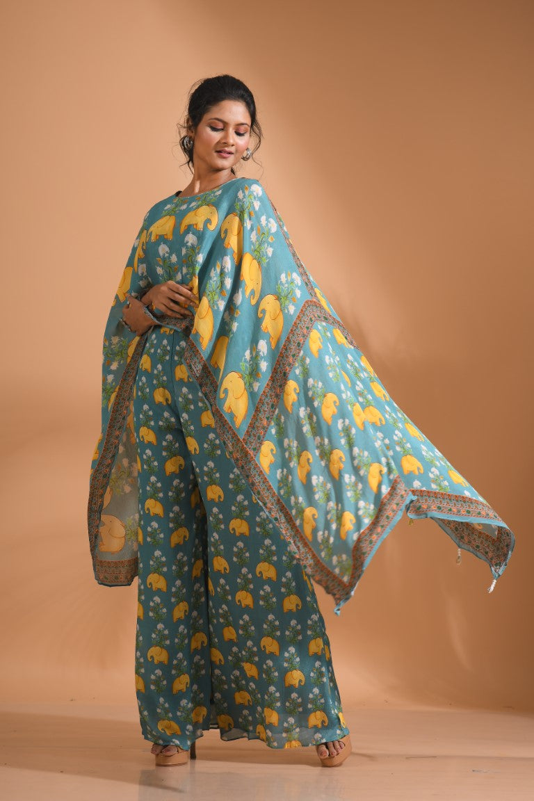 Morchari Kaftan Set With Hand Embroidery - Multi