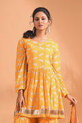 Morchari Sharara Top Set With Dupatta - Yellow