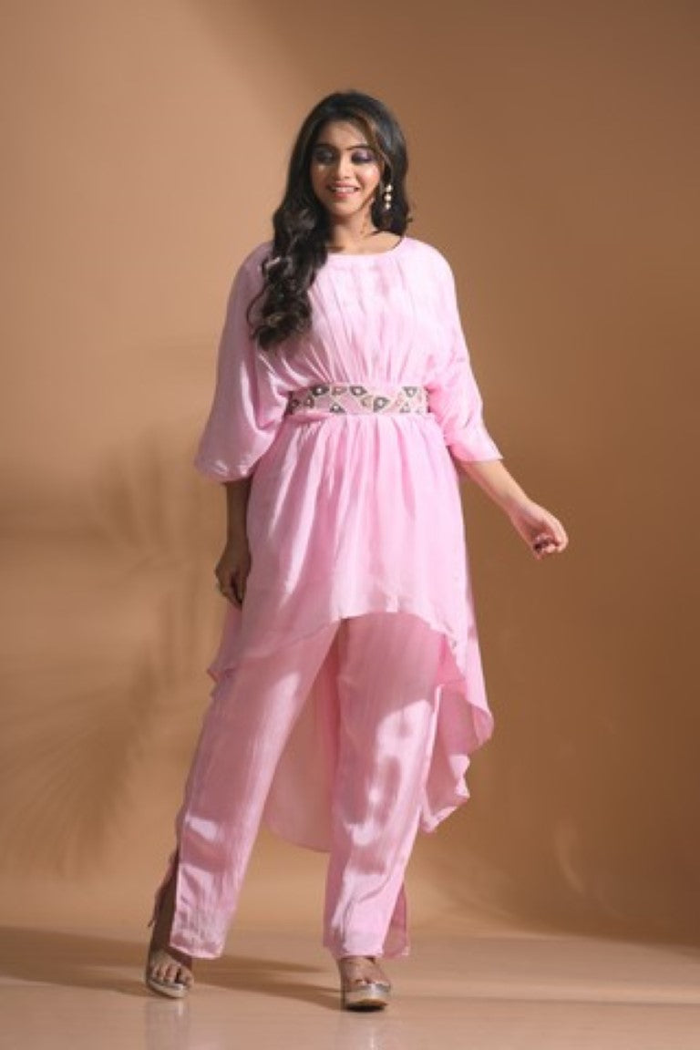 Morchari Kaftan Set With Pant - Pink