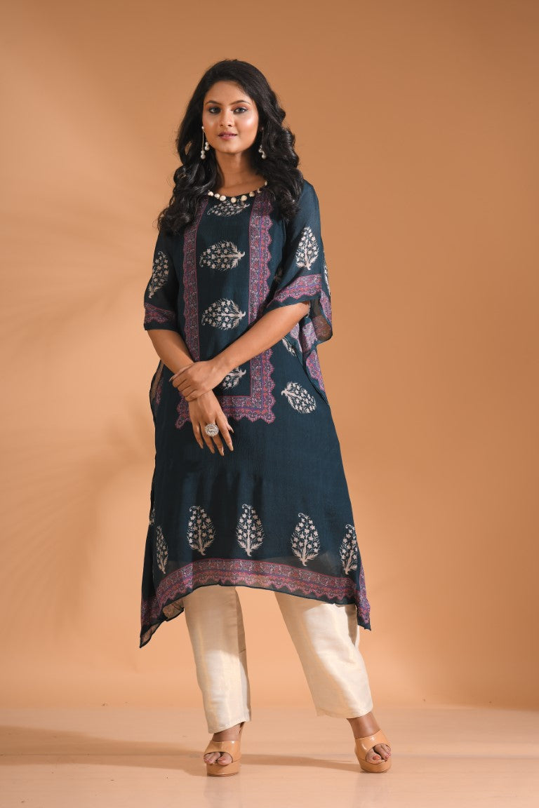 Morchari Co Ord Set With Hand Embroidery - Blue