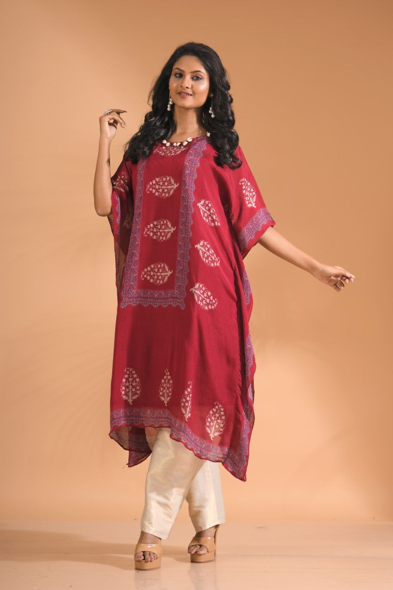 Morchari Co Ord Set With Hand Embroidery - Maroon