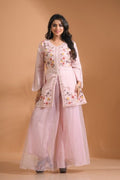 Morchari Co Ord Set With Hand Embroidery - Light Peach