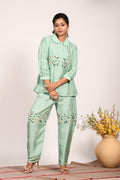 Morchari Co Ord Set With Hand Embroidery - Green