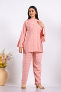 Morchari Co Ord Set With Hand Embroidery - Peach