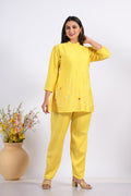 Morchari Co Ord Set With Hand Embroidery - Yellow